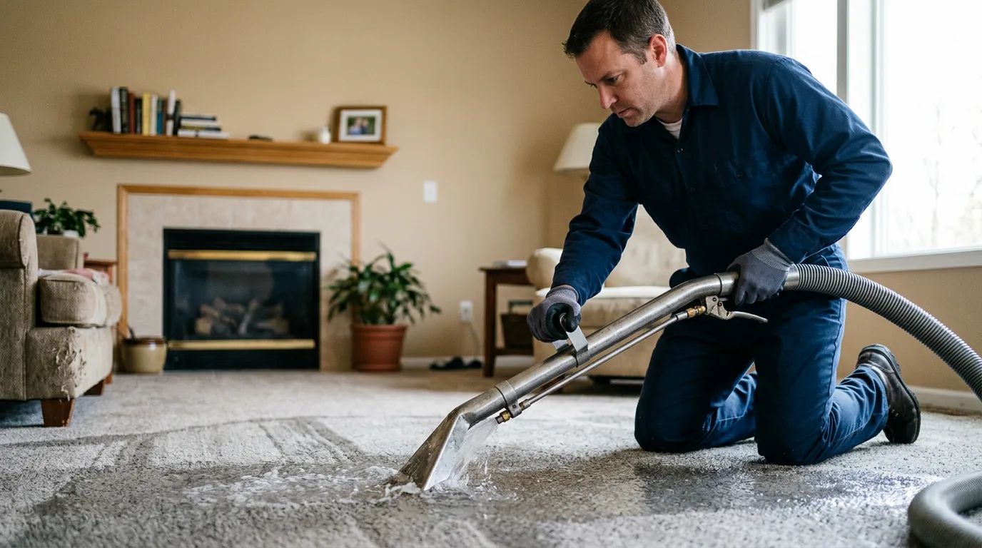 Water damage restoration technician working near Denmark, ME